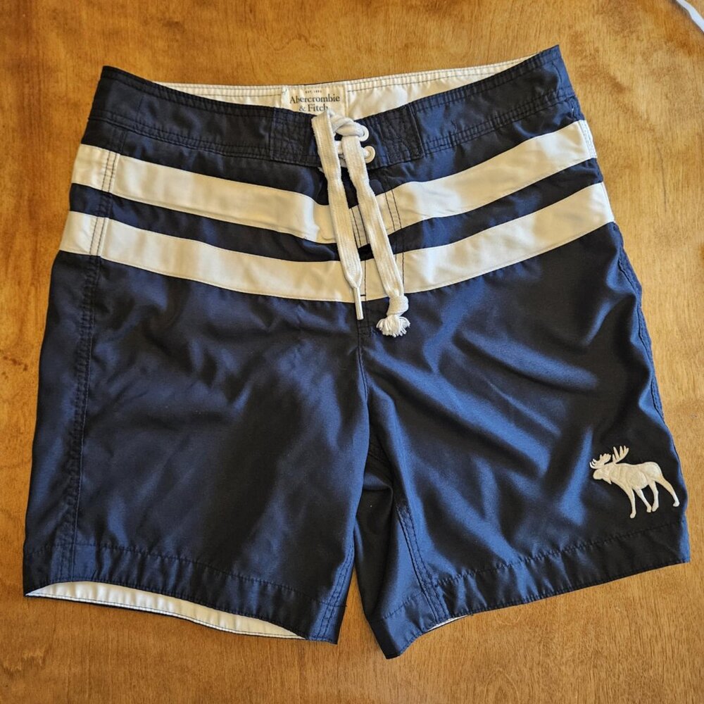 Abercrombie & Fitch Swim Trunks Mens XL Blue Mesh Lined Pockets Lace Up Beach